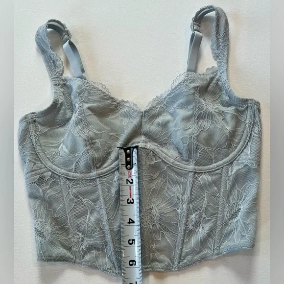 Gilly Hicks Lace Bustier in Soft Gray Floral Stitching Medium - Picture 6 of 9